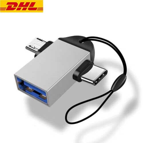 USB 3.0 OTG Adapter Female to Micro USB C Male Black