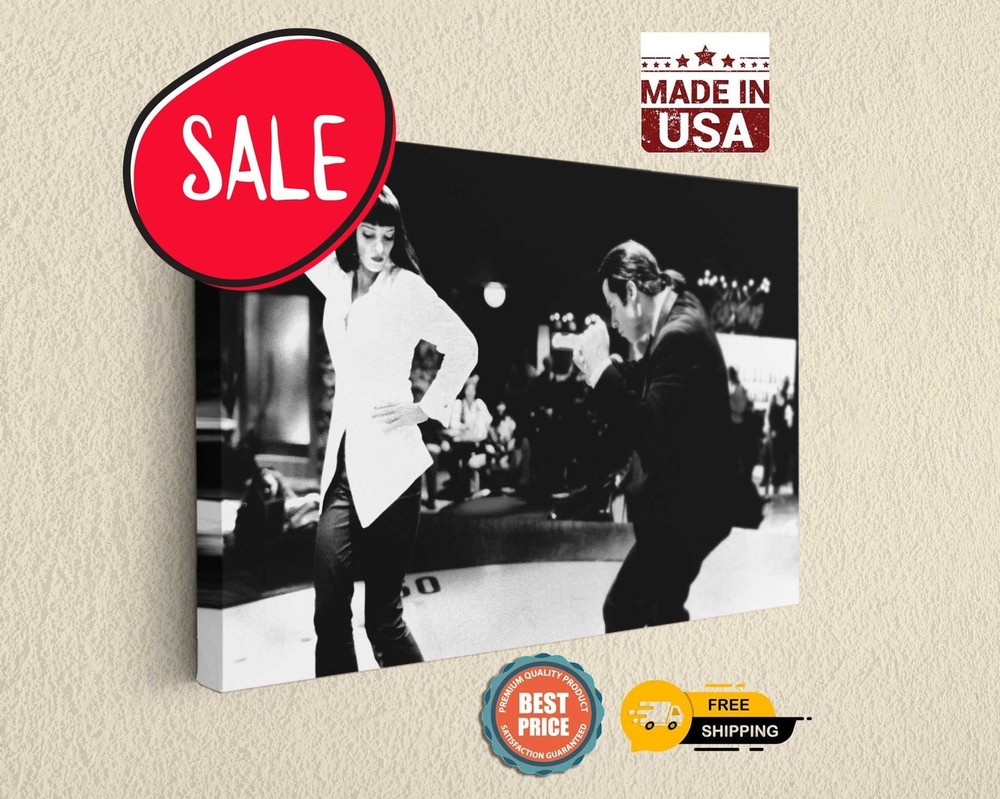 Pulp Fiction Black & White Classic Movie Dance Poster Canvas Print