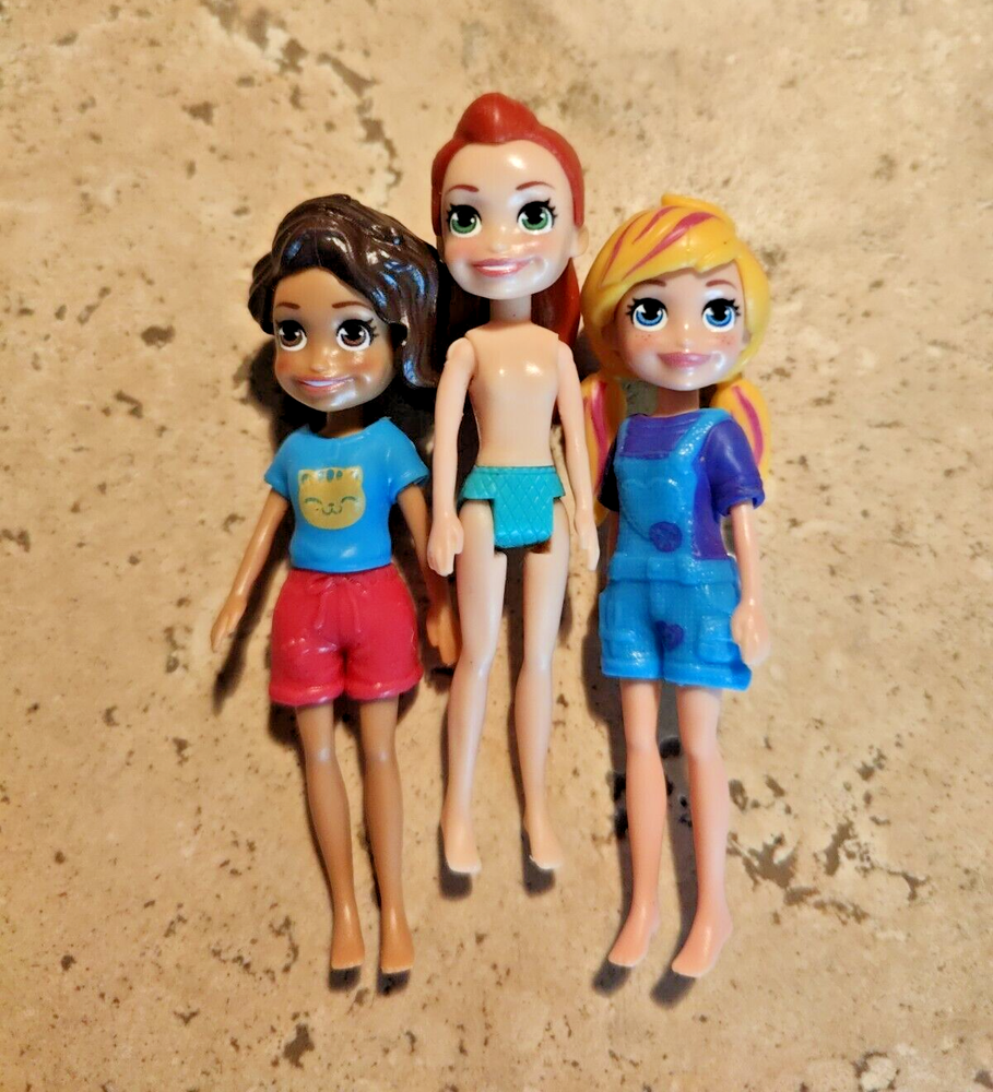 Lot of 3 2018 POLLY POCKET SHANI, LILA and POLLY 3.5 Toy Figures