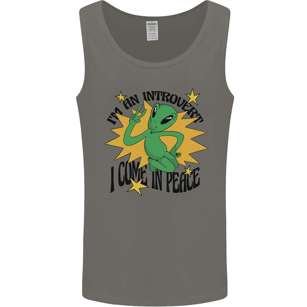 Alien Introvert I Come in Peace Funny UFO Mens Vest Tank Top