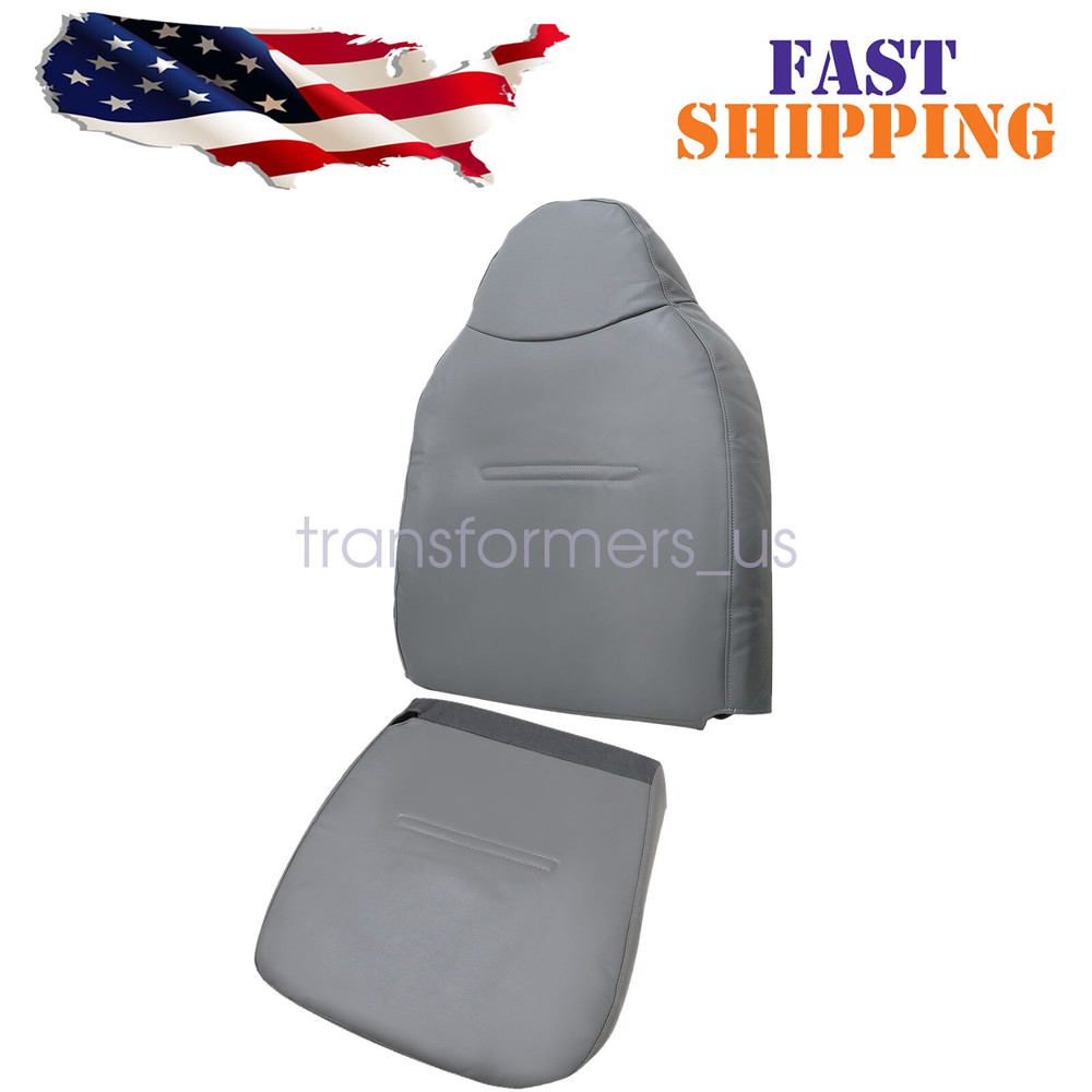 Gray Leather Seat Cover Set for 2001-2007 Ford F-250 Work Truck Driver Bottom & Top