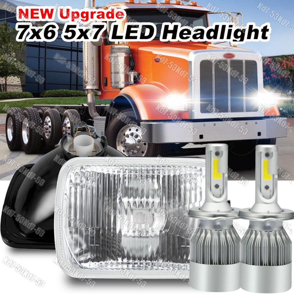 Pair 7x6'' LED HEADLIGHTS Hi-Lo Beam Fit for PETERBILT 365 367 2008-2017 TRUCK
