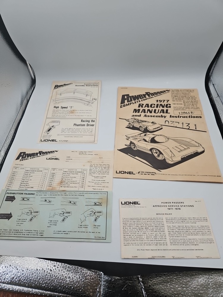 1976 Lionel Power Passers Complete Control Racing System Manual