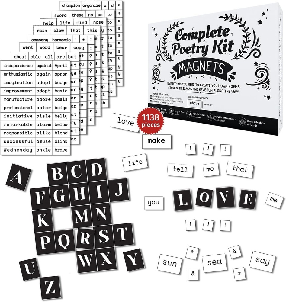 1138 PCS Complete Poetry Magnets Kit, Word Magnet for Fridge, Magne... Fast Ship