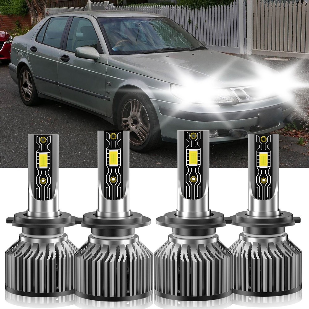 For Saab 9-5 1999-2009 H7 H7 LED Headlight Bulbs High Low Beam Combo Kit Lamp