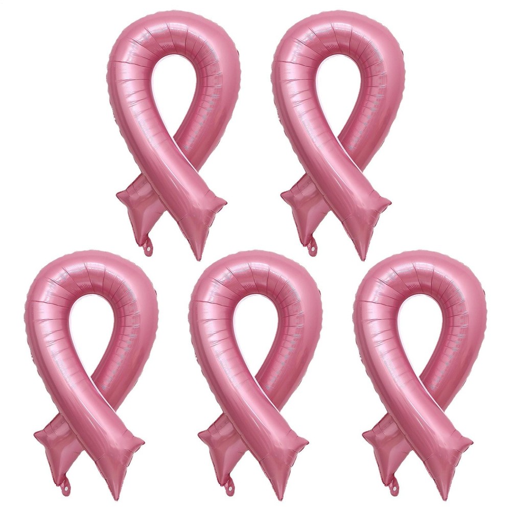 Breast Cancer Balloons 5Pcs Breast Cancer Awareness Ribbon Party Favor