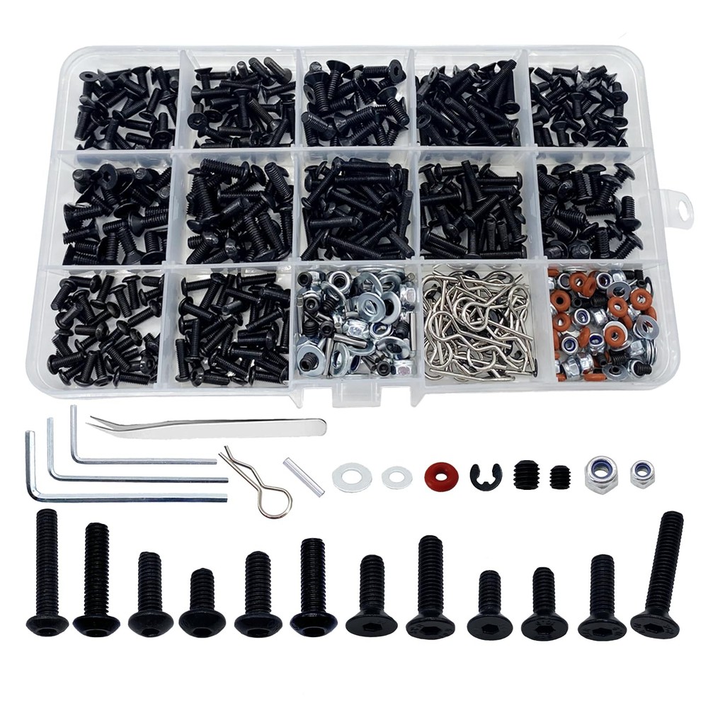 520Pcs Universal RC Screw Kit Screws Assortment Set, Hardware Fasteners