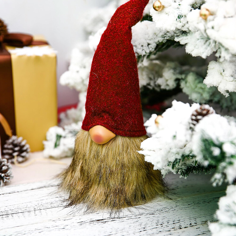 Faceless Gnome Handmade Santa Figurine Plush Elf Toy Home Winter Table Decor