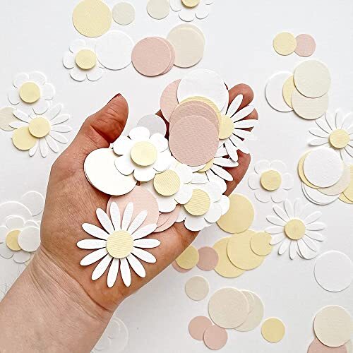 Daisy Flower Confetti Daisy Party Decorations Pink Confetti Paper Baptism Dec...