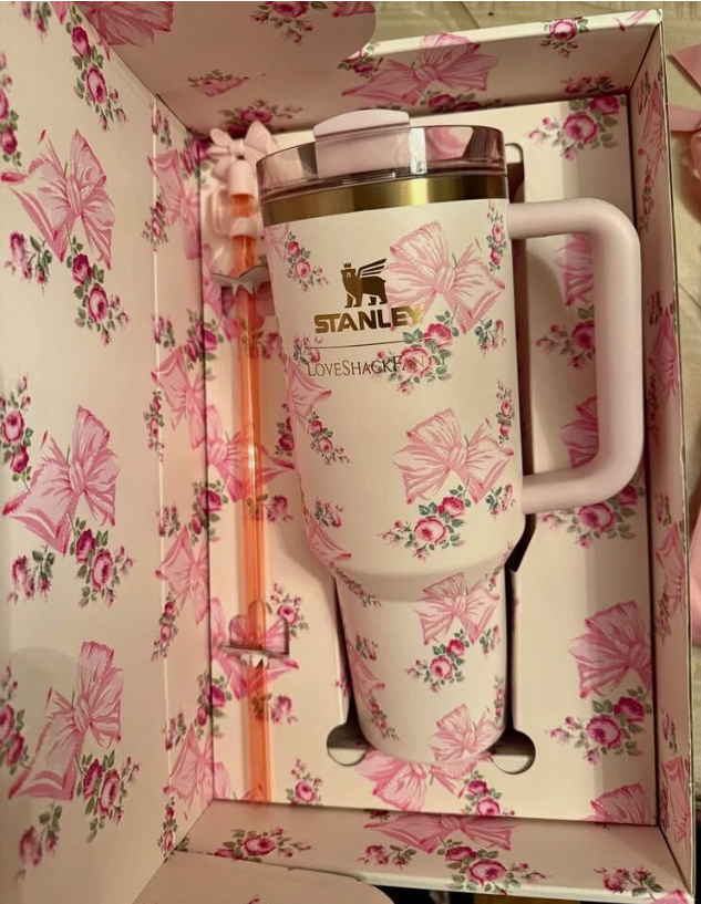 Stanley X Love Shack Fancy 40oz Quencher Cup in Rosa Beaux Pink