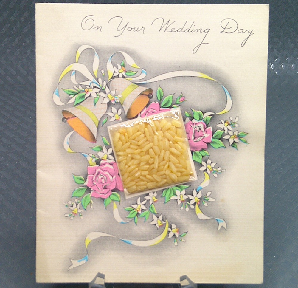 Vintage 1939 1930s Wedding Day Card Bells Flowers REAL RICE by This'll Win