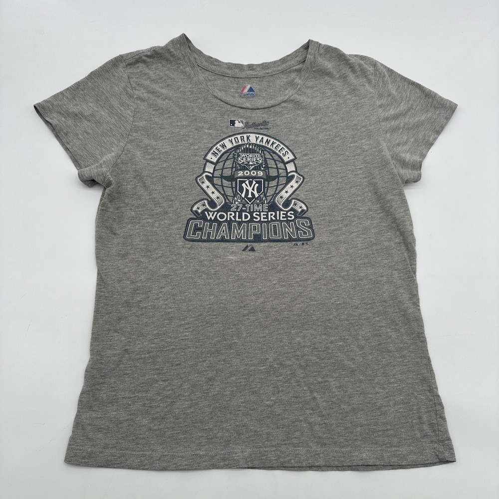 Majestic New York Yankees T-Shirt Women Large Gray Graphic Print …#17763