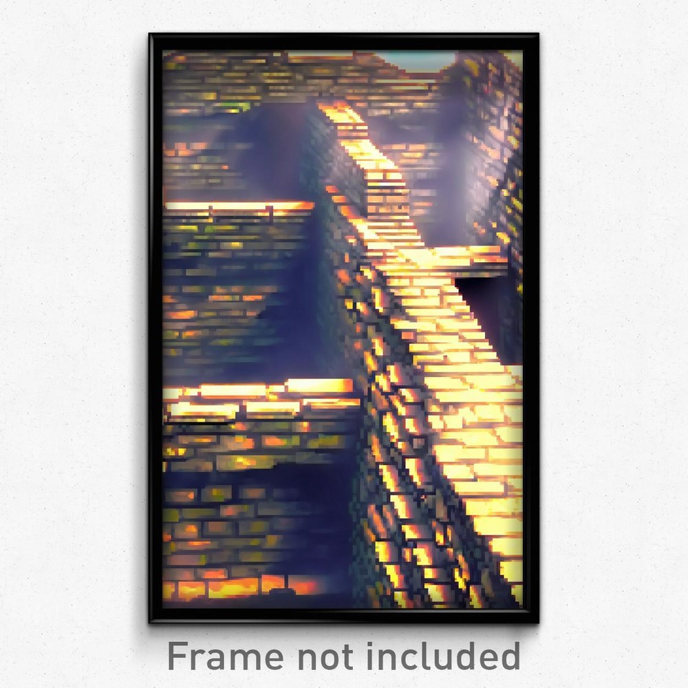 8-Bit Pixel Art Poster - Gregarious Ramparts Psychedelic Game Print