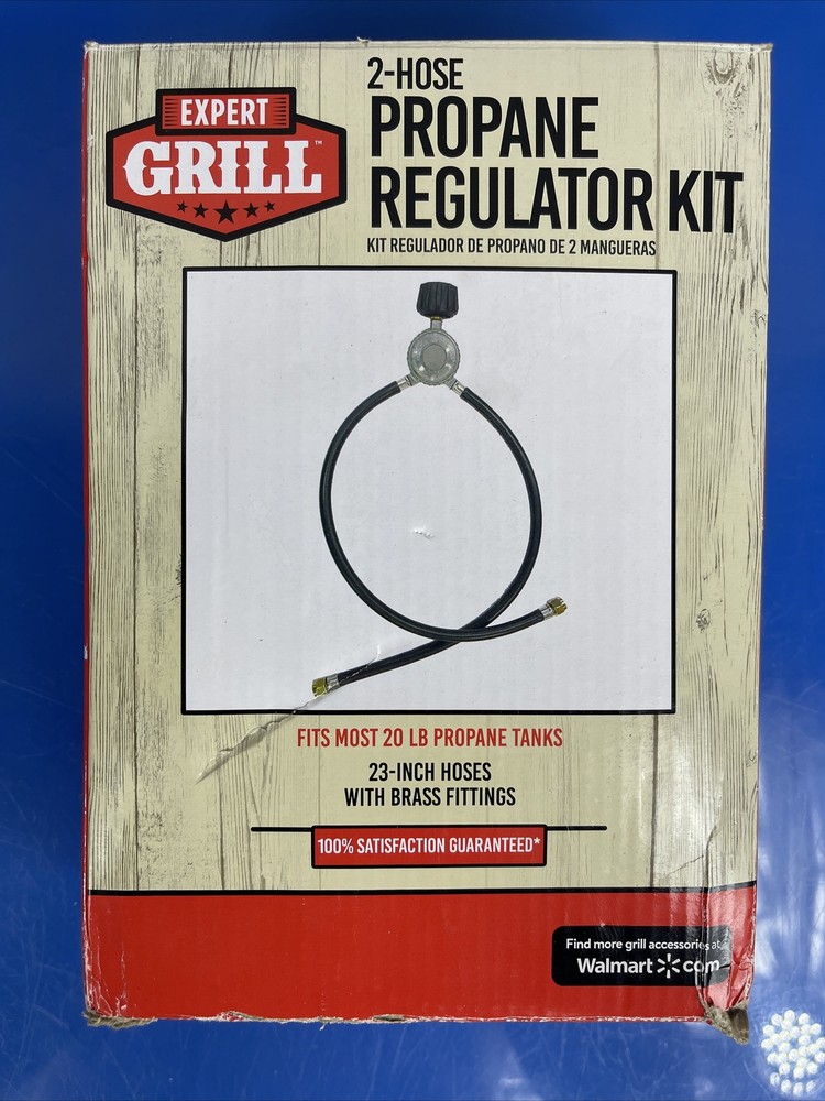 EXPERT GRILL 2-Hose Propane Regulator Kit 23-Inch Hoses With Brass Fittings New
