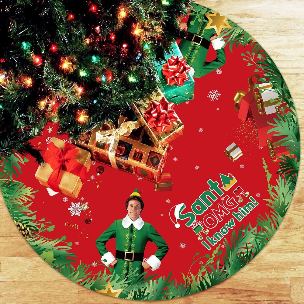Elf Christmas Decorations Tree Skirt 48 inches Large Christmas Party Supplies...