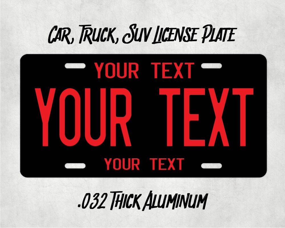 Any State   Black & Red   Custom Metal License Plate  car truck tag