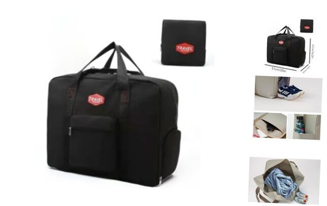 Travel Duffel Bag with Shoe Compartment ，Sports Travel Gym Bag,Personal black