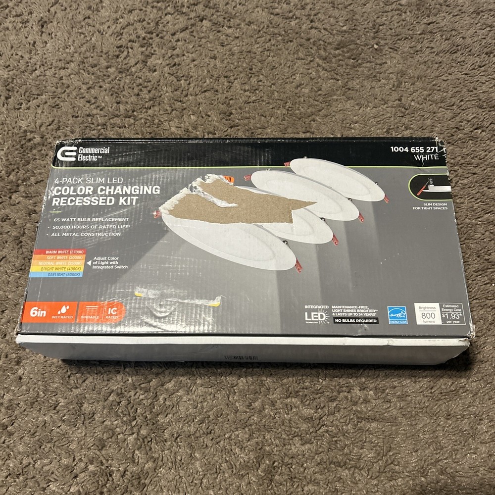 NEW Commercial Electric Ultra Slim 6 in. Canless Recessed LED Kit 4-Pack