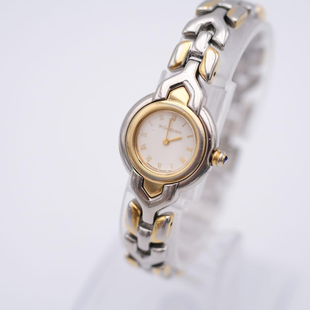 Yves Saint Laurent Womens Watch Two Tone Silver Gold Roman Dial Edition