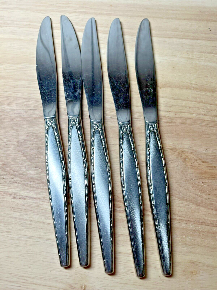 Oneida Venetia lot 5 Dinner Knives Community Stainless flatware Burnished glossy