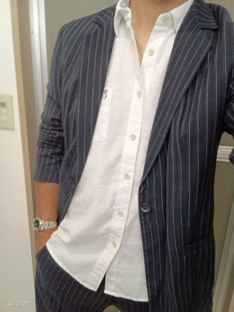 Emporio Armani Navy Stripe Summer Casual Suit Size 50 L Preowned