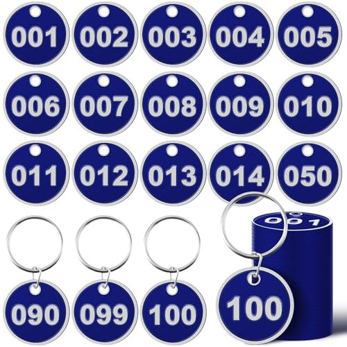 1-100 Numbered Key Tags Round ID Aluminum Alloy Metal Number Tags Marking