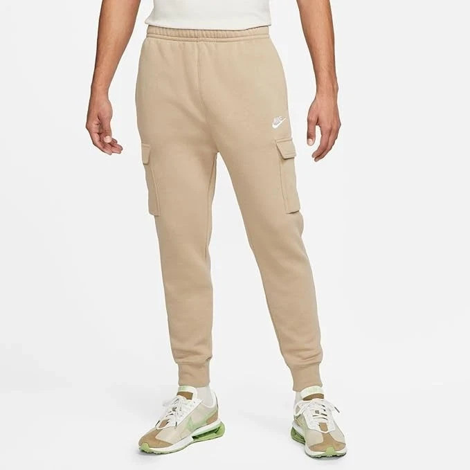 Nike Sportswear Club Fleece Tapered Cargo Joggers Khaki WHT Mens XXL CD3129 247
