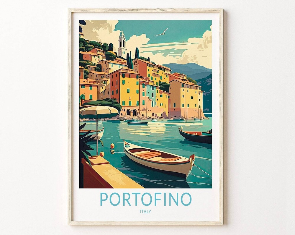 Portofino Italy Travel Print Portofino Travel Poster Italy Coast Portofino Wall