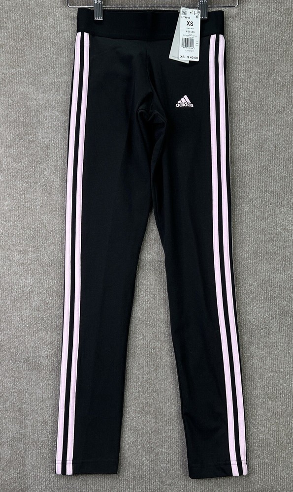 Adidas Tights Womens Size XS Black Pink 3 Stripe Multi Sport HT4843 NWT $40