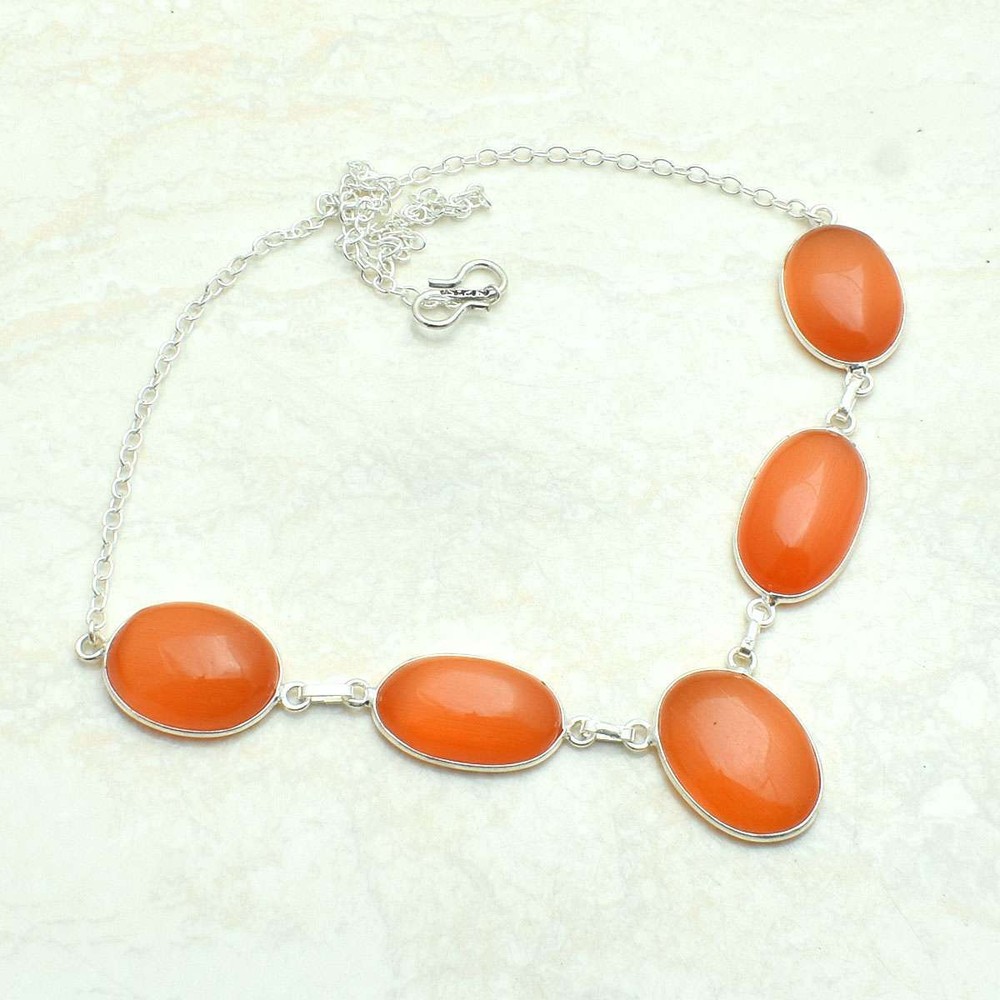 Cat Eye Gemstone Ethnic Handmade Necklace Jewelry 17 Gms AN 61417