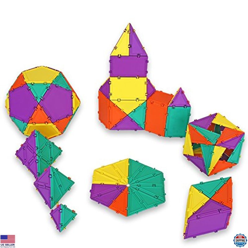 3D Math Building Set with 96 Pieces and Online Activities Made in USA