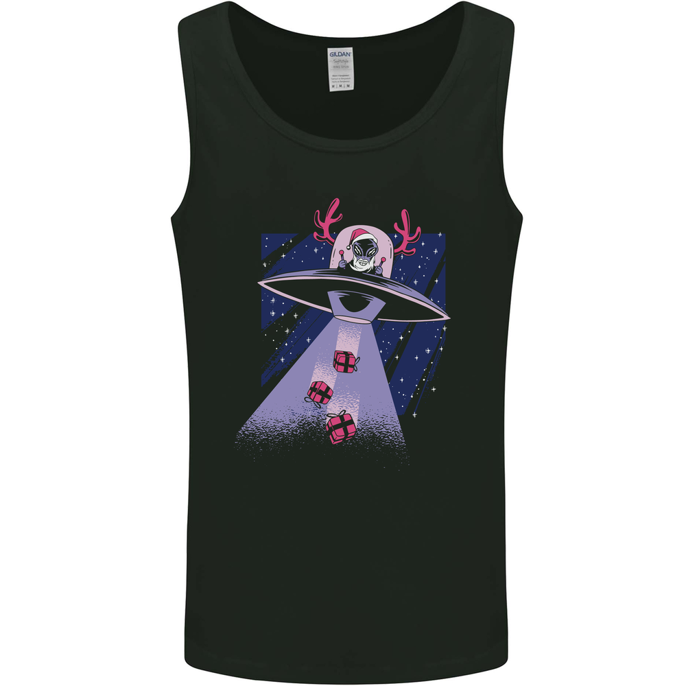 Christmas Alien Xmas Present Abduction UFO Funny Mens Vest Tank Top