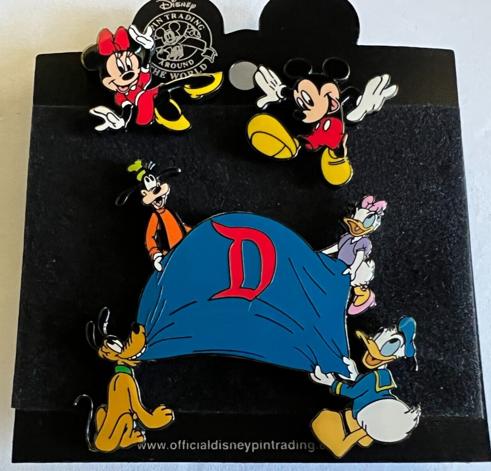 Disney Blanket Toss Pin Set with Mickey Minnie Daisy Donald Pluto Goofy FAB 6