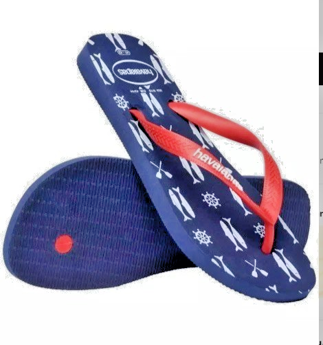 Havaianas Nautical Flip Flops Navy & Red Ruby sz US 11/12 EUR 45/46 NWT