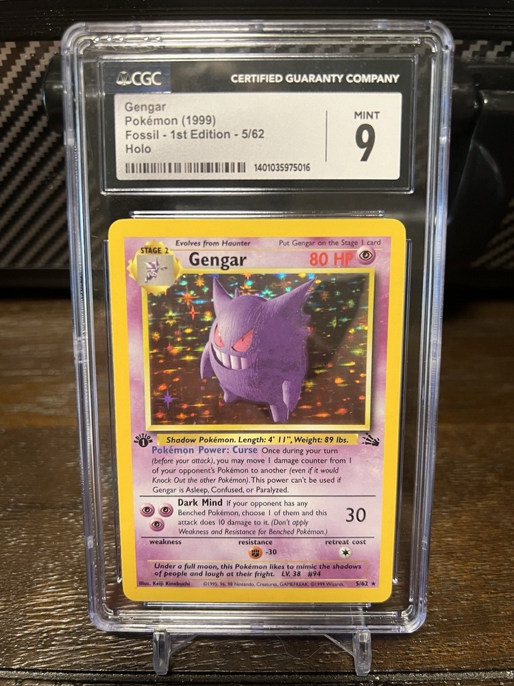 1999 Pokemon Fossil Gengar Holo 1st Edition #5 Mint Condition
