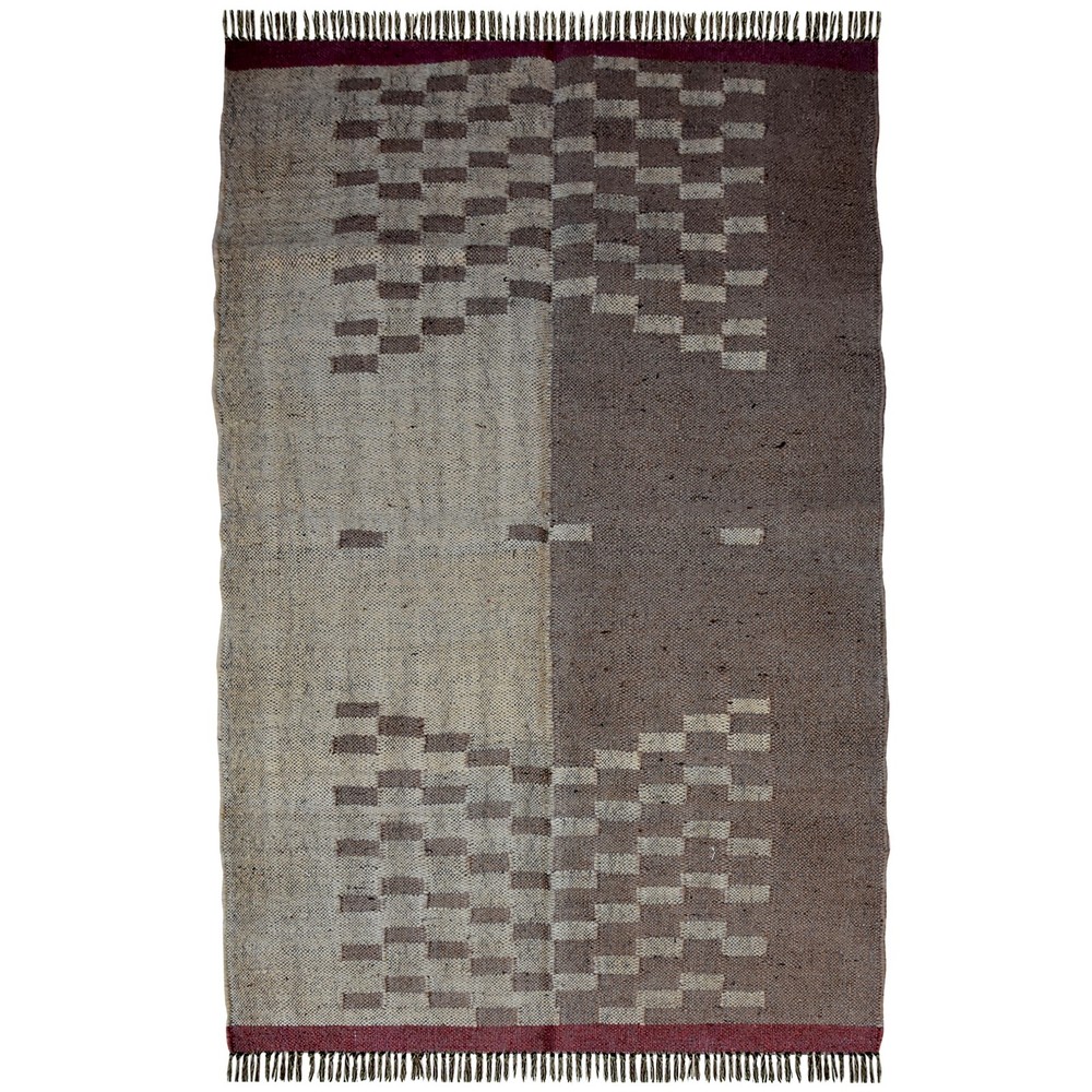 Area Rug 3x5 ft Handmade Wool & Jute Flatwoven Bedroom Living Room Modern Carpet