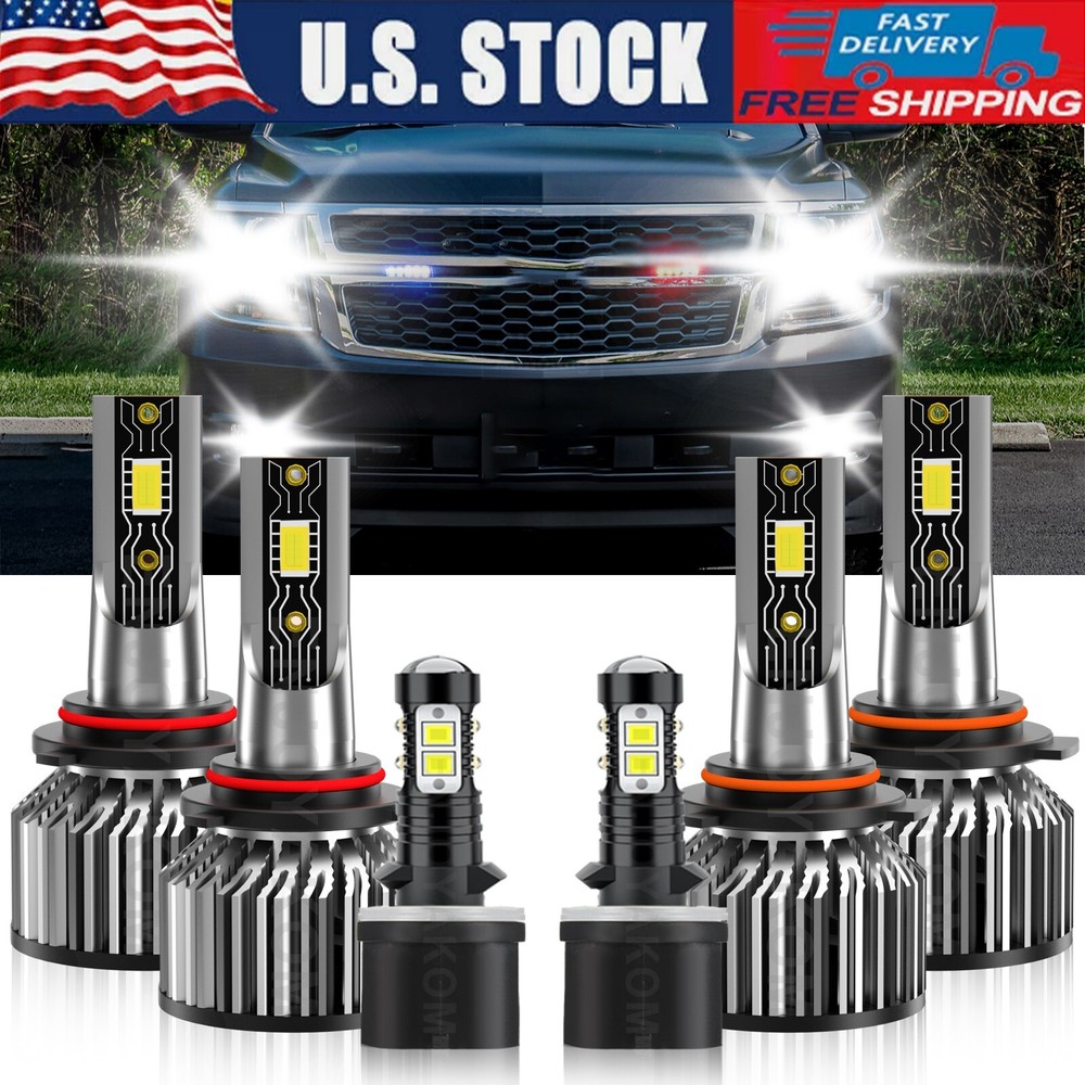 6x LED Headlight High Low+Fog light Bulbs kit For Chevy Suburban 2500 2000-2006