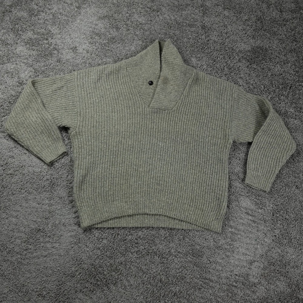 Eddie Bauer Sweater Mens XL Shawl Neck Wool Blend Knit Ribbed Chunky