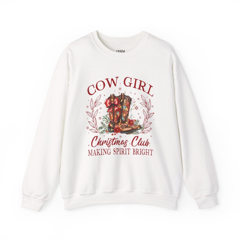 Cowgirl Christmas Club sweatshirt | Cowboy Boots Holiday Making Spirit Bright