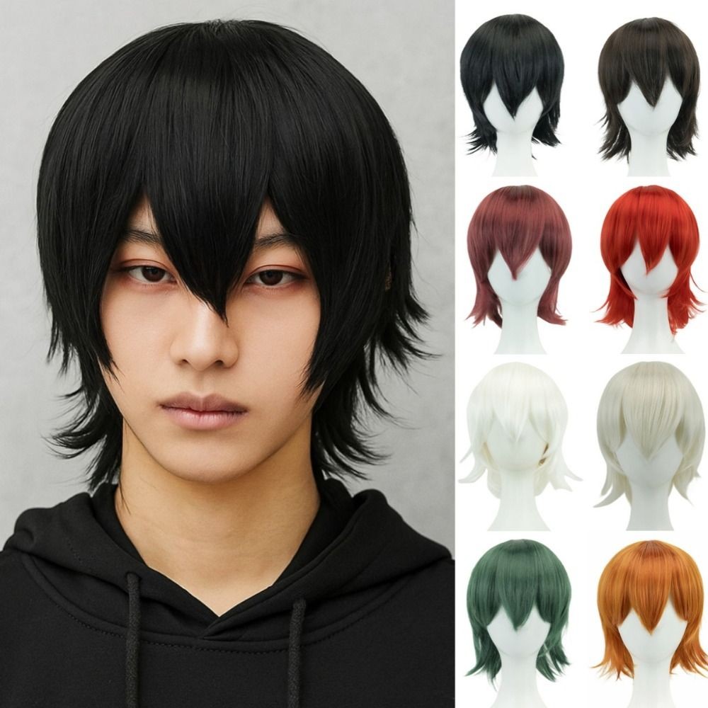 Synthetic Unisex Short Cosplay Hair Party BOB Wigs With Bangs Halloween Wig