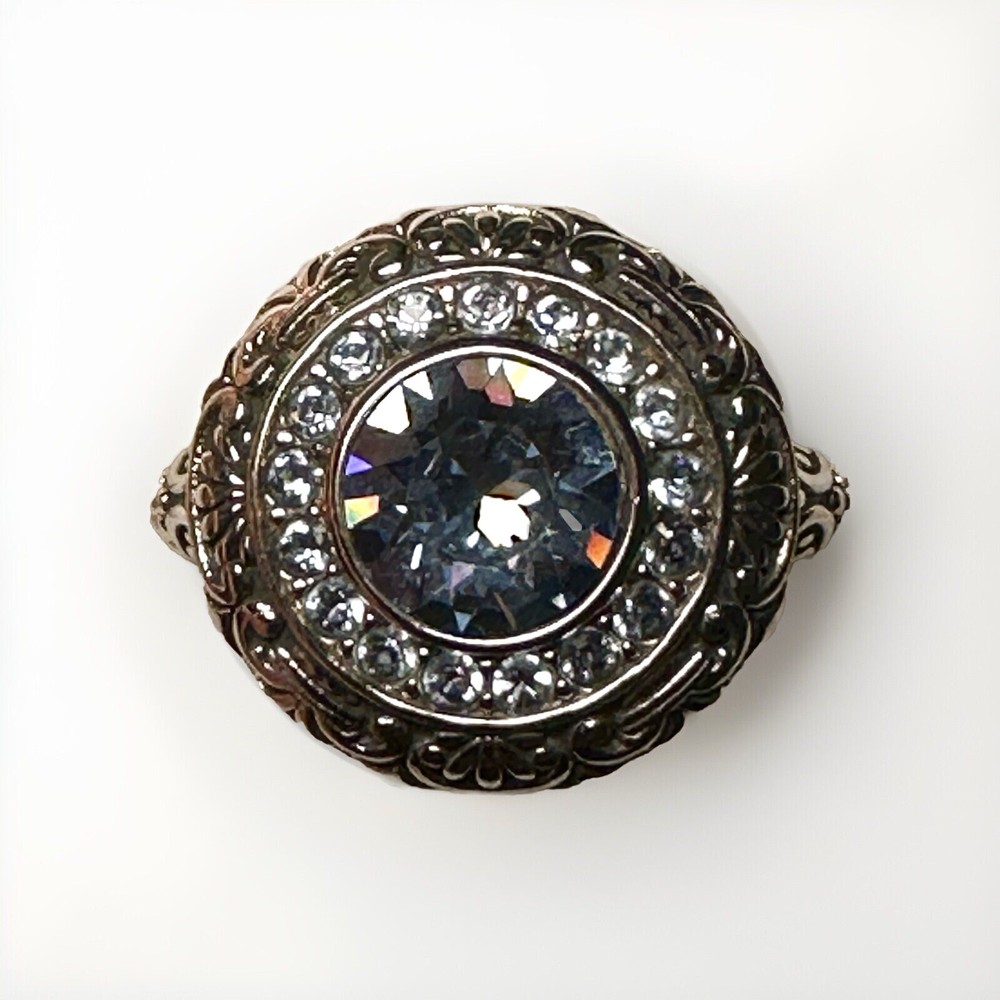 Ava Ro Blue Swarovski Crystal Sterling Sliver Ring Size 6.5