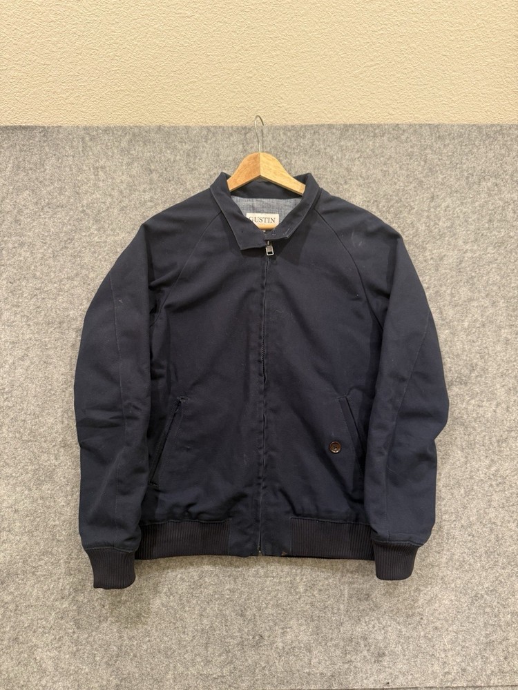 Gustin Harrington Jacket Navy Blue Canvas 100% Cotton USA Made Baracuta