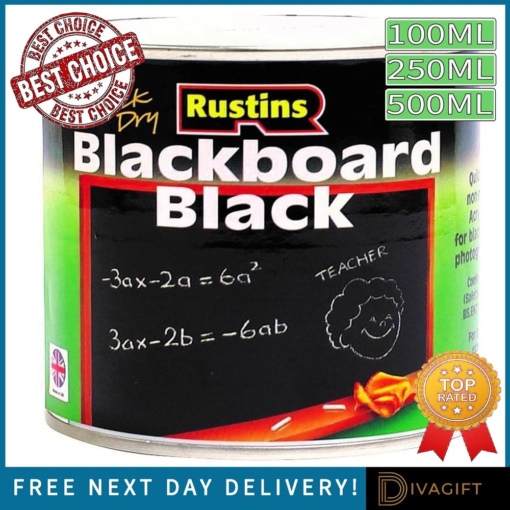 RUSTINS QUICK DRY BLACKBOARD MATT BLACK PAINT CHALKBOARD FINISH INDOOR OUTDOOR