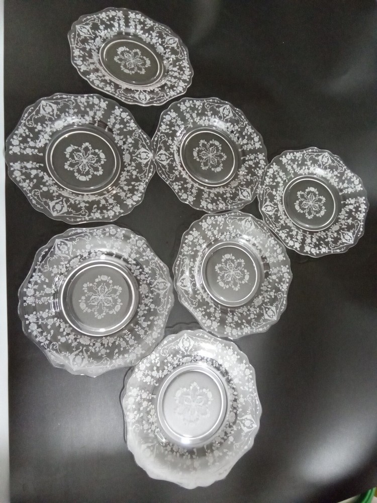 Etched Glass Salad Plates 7.5