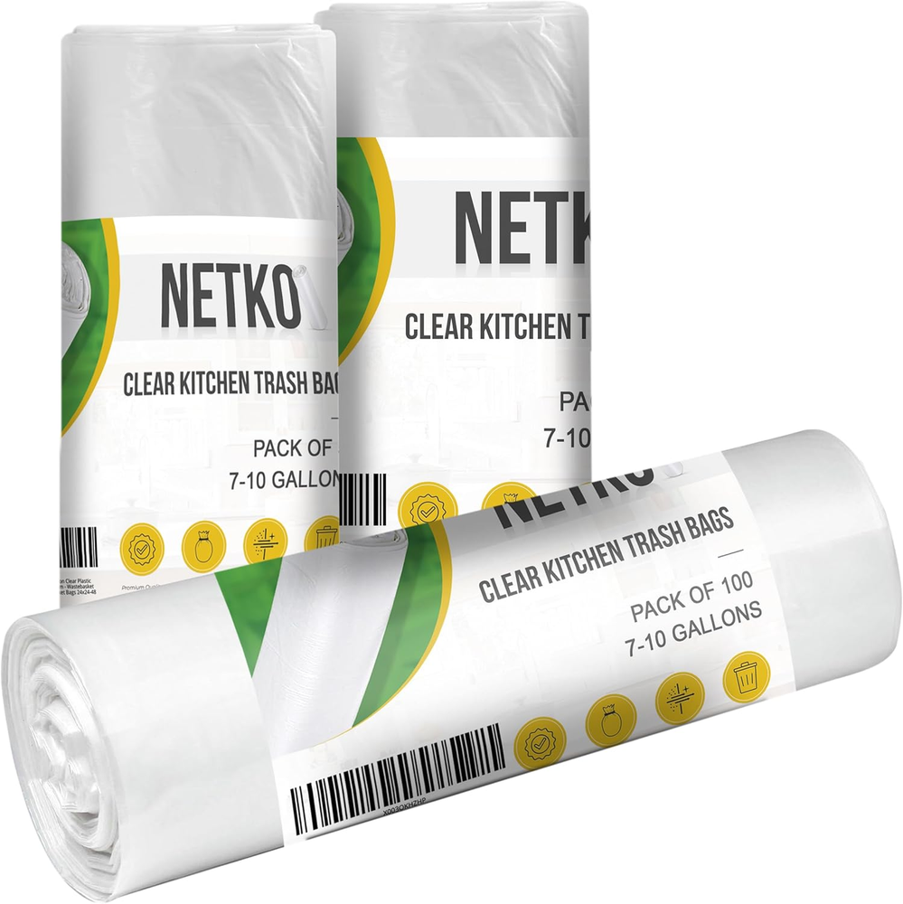 Clear Kitchen Trash Bags 7-10 Gallon Clear Plastic Garbage Bag for Kitchen, Home