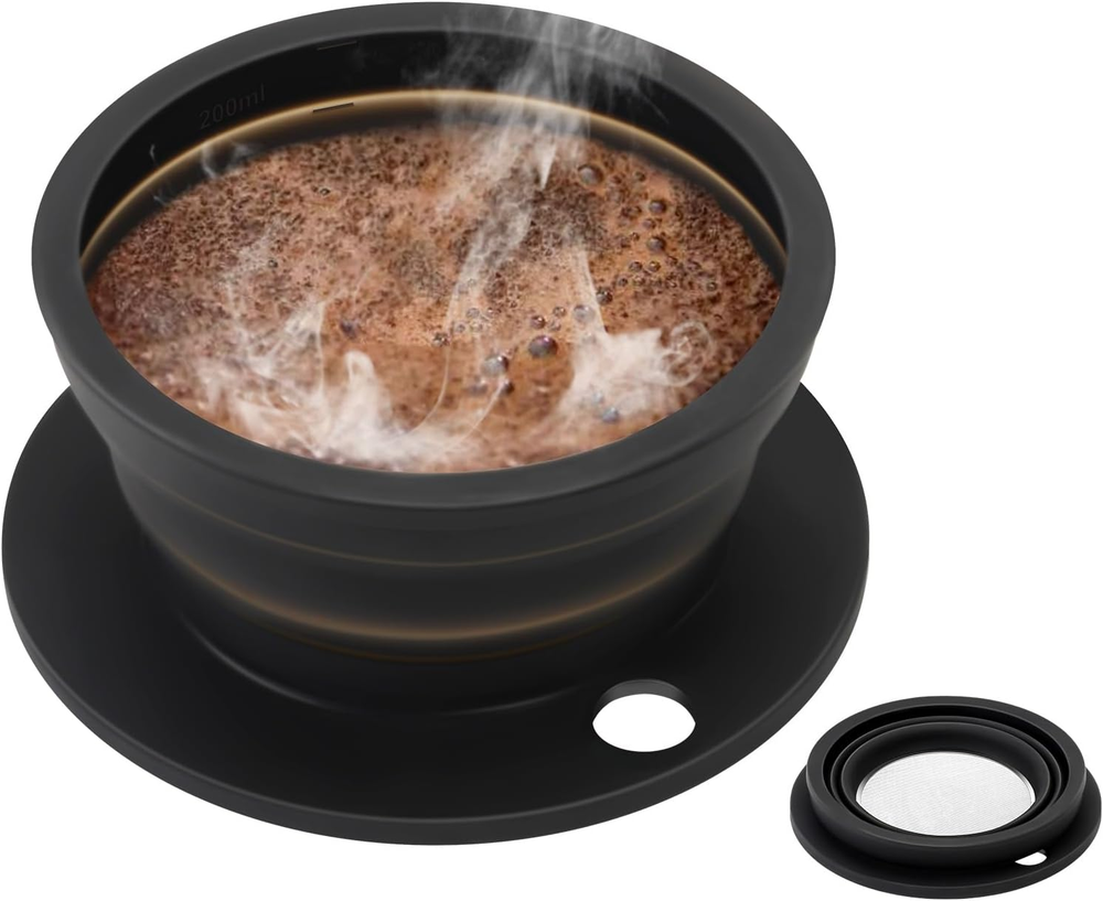 Portable Silicone Pour Over Coffee Dripper - Reusable Paperless Filter