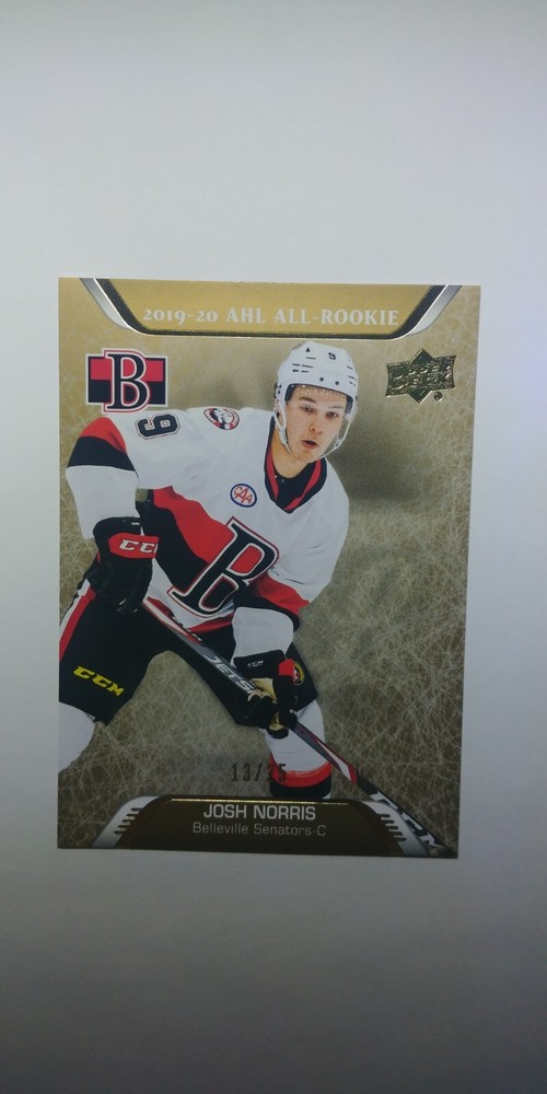 2020-21 Upper Deck AHL All-Rookie Team Gold 13/25 Josh Norris Ottawa Senators Hockey Card #202