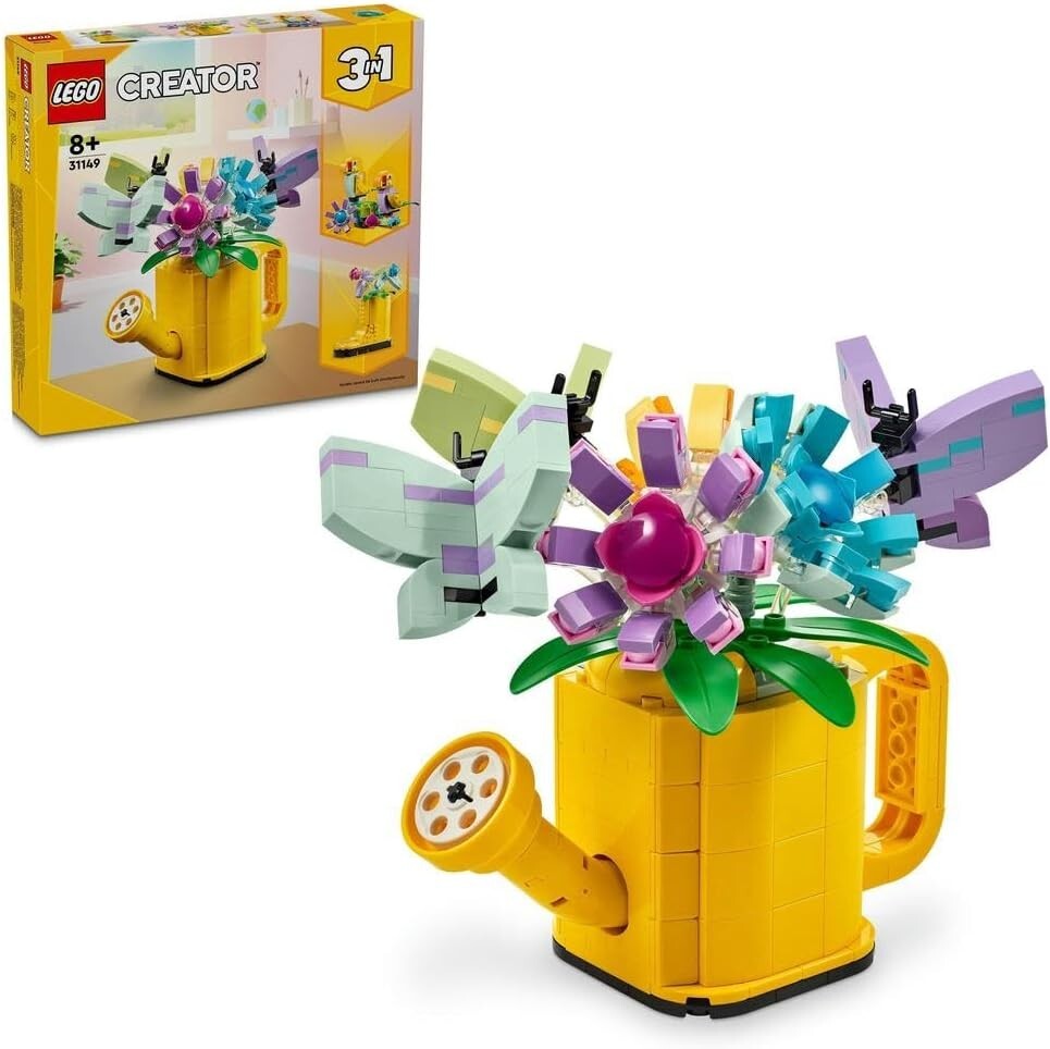 LEGO Creator 3in1 Flowers in Watering Can Buildable Toy Set with Welly Boot and Birds  
