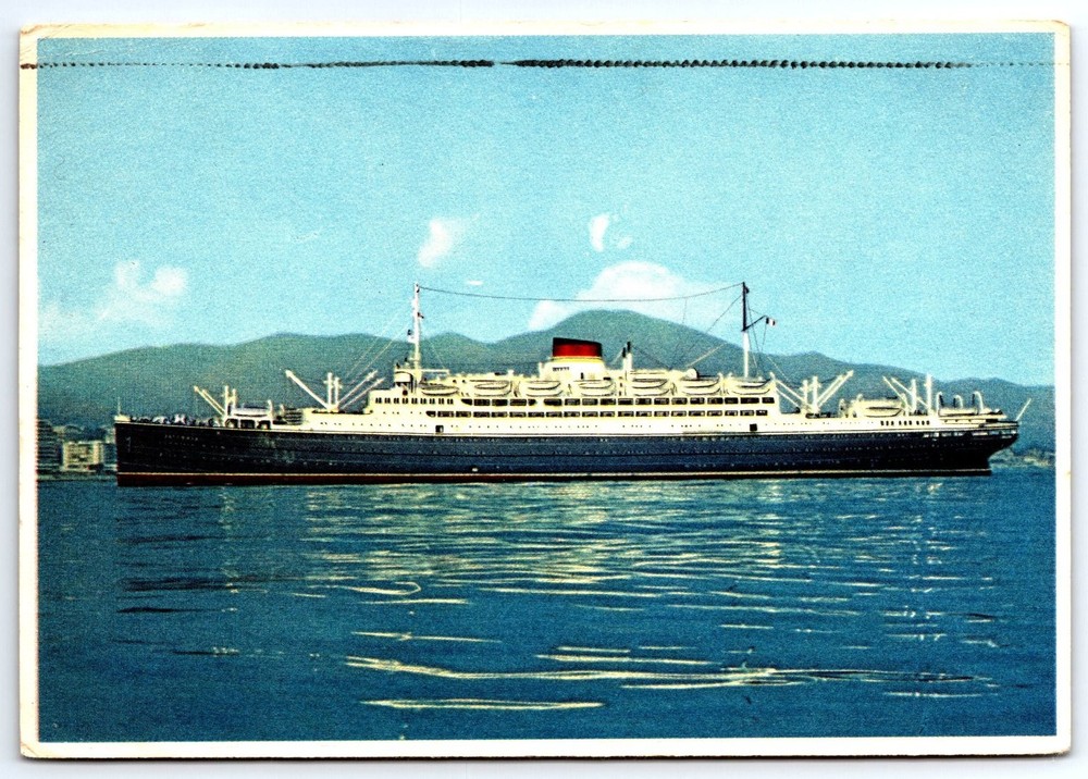 Vintage M/N Saturnia Italian Ocean Liner Postcard Italy Steamer Ship Cancel