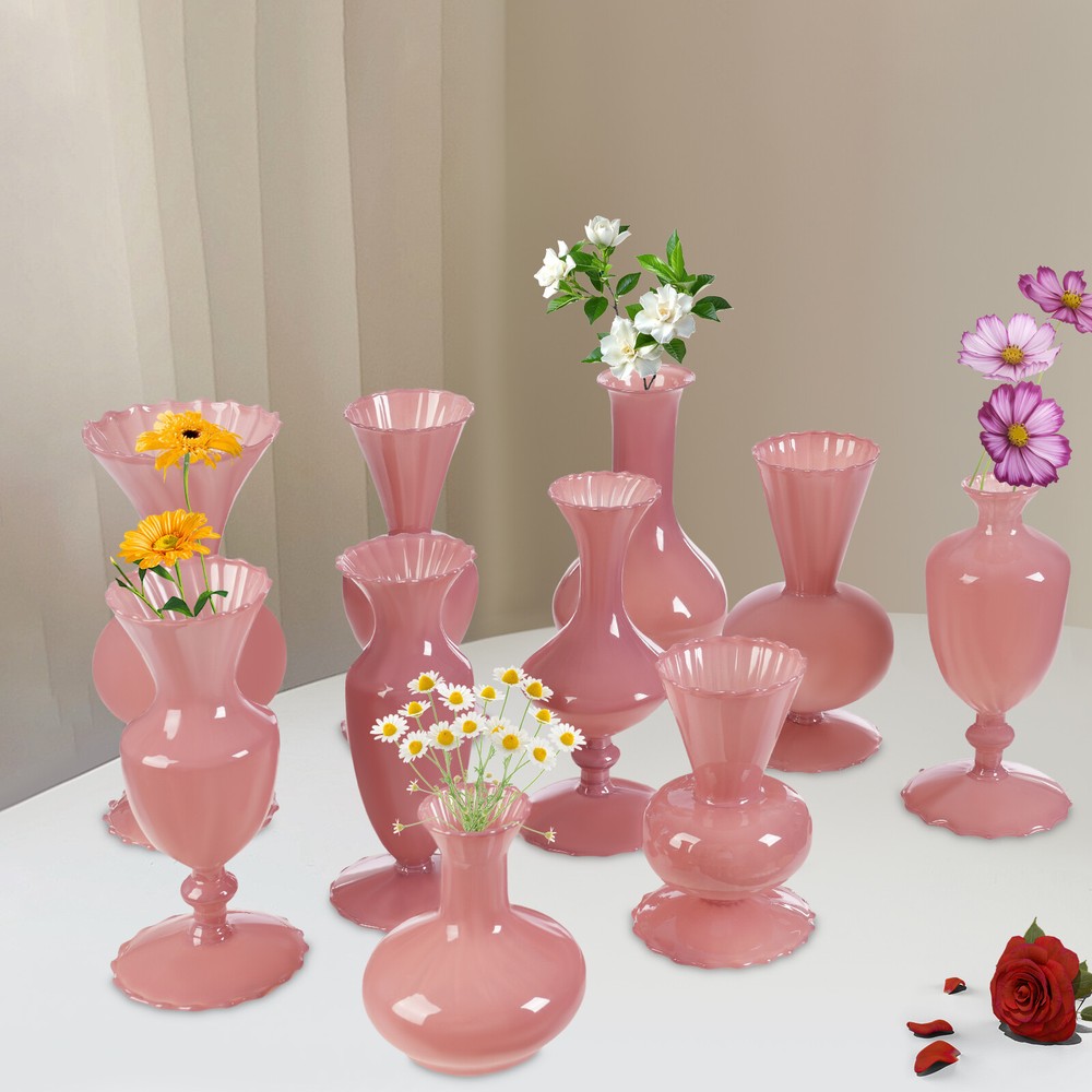 Set of 10 Small?Glass Vases for Flowers , Decorative?Glass?Vase?Set Weddings USA